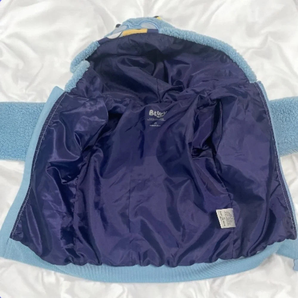 BLUEY  Blue Fleece Hoodie with Cartoon Patch